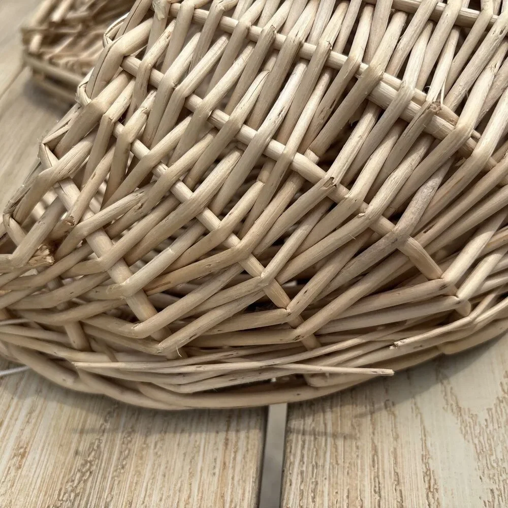 Wall Hanging Pocket Basket Woven Wicker Rustic French Country Farmhouse 10x14